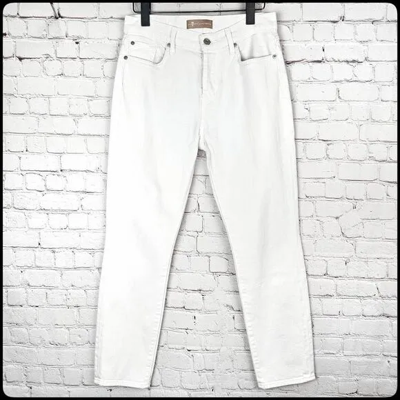 7 FOR ALL MANKIND Luxe Vintage White Josefina Boyfriend Nautical Crop Jeans 26
