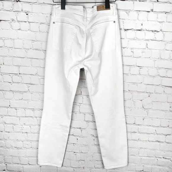 7 FOR ALL MANKIND Luxe Vintage White Josefina Boyfriend Nautical Crop Jeans 26