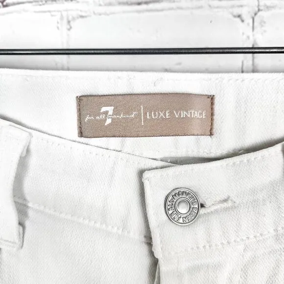 7 FOR ALL MANKIND Luxe Vintage White Josefina Boyfriend Nautical Crop Jeans 26