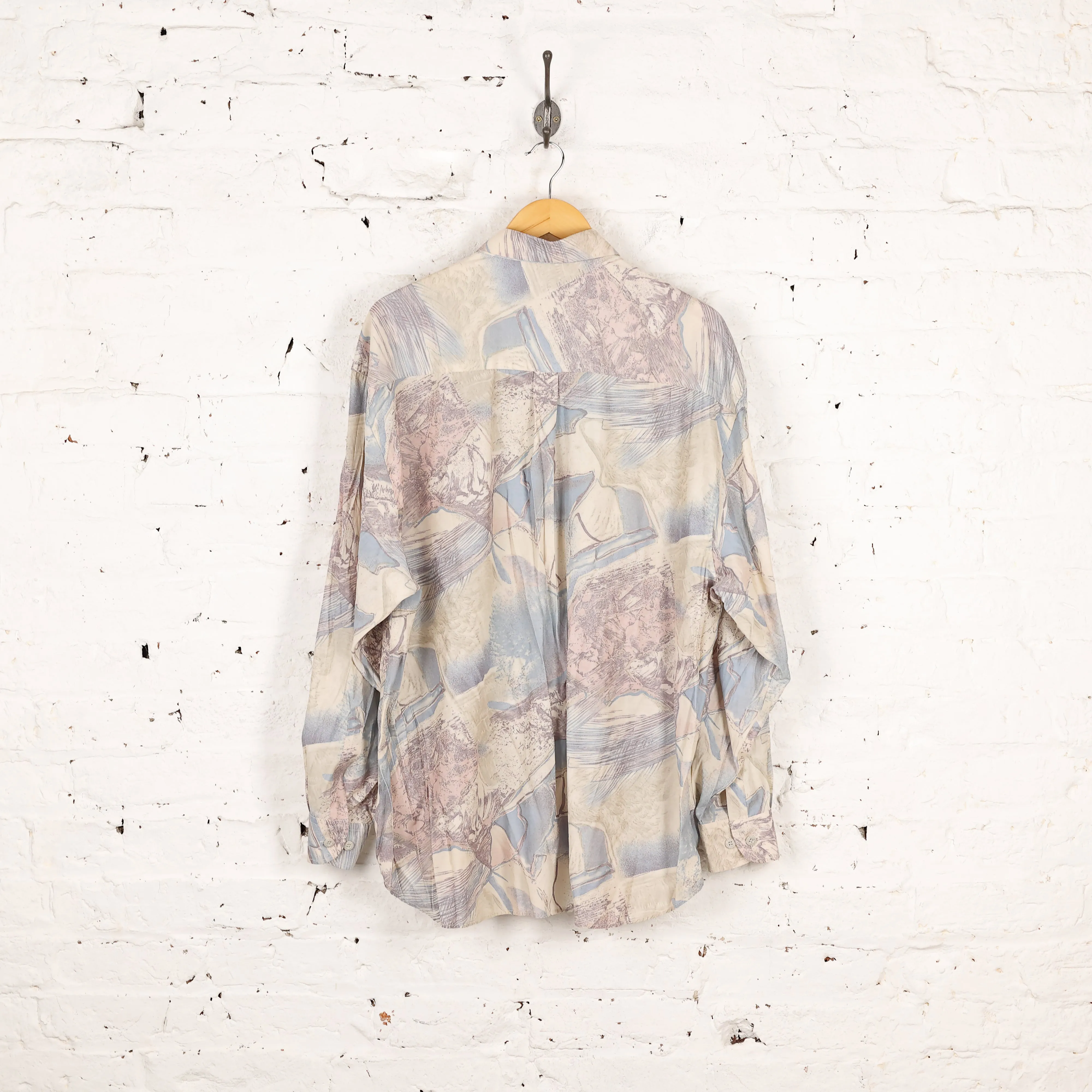 90s Long Sleeve Pattern Shirt - Cream - XL