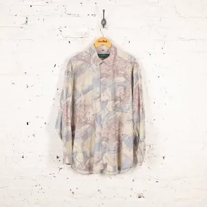 90s Long Sleeve Pattern Shirt - Cream - XL