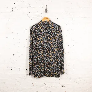 90s Long Sleeve Pattern Shirt - Green - M