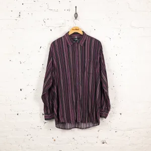 90s Striped Corduroy Shirt - Purple - XL