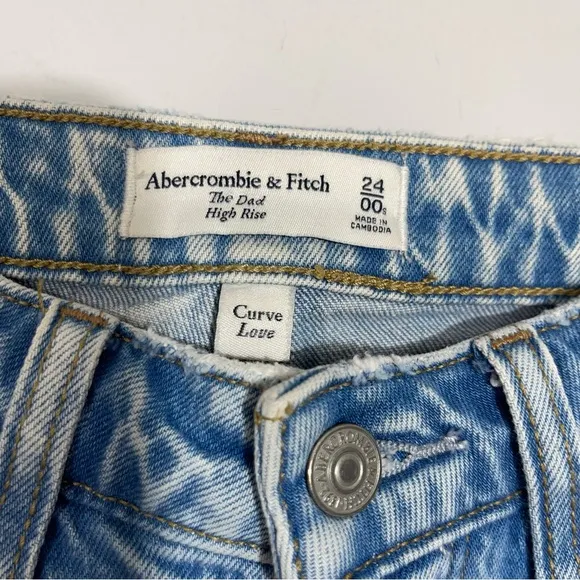Abercrombie Fitch Curve Love High Rise Dad Jeans Size 24  00 S Medium Light Wash