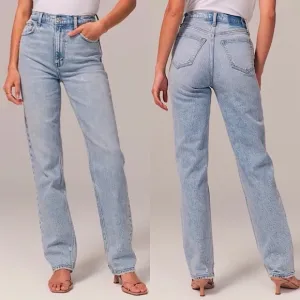 Abercrombie Fitch Curve Love High Rise Dad Jeans Size 24  00 S Medium Light Wash