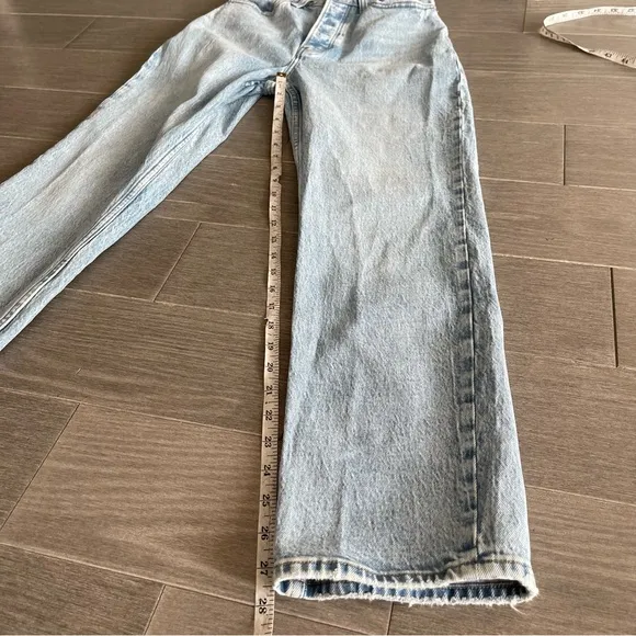 Abercrombie Fitch Curve Love High Rise Dad Jeans Size 24  00 S Medium Light Wash