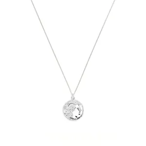 Alexander the Great Bust Antique Coin Necklace, Unisex, White Rhodium Over Sterling Silver