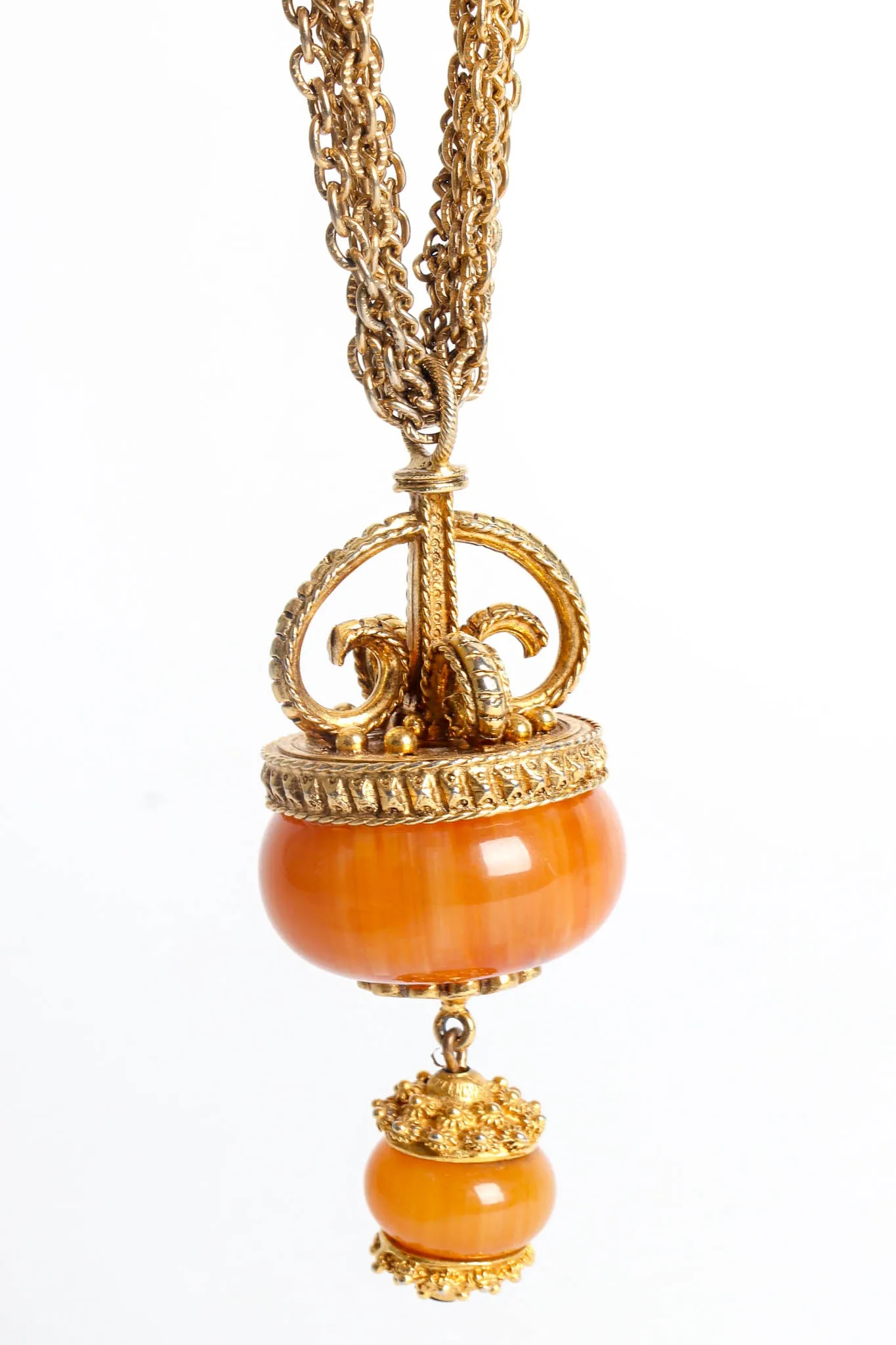 Amber Bead Pendant Necklace