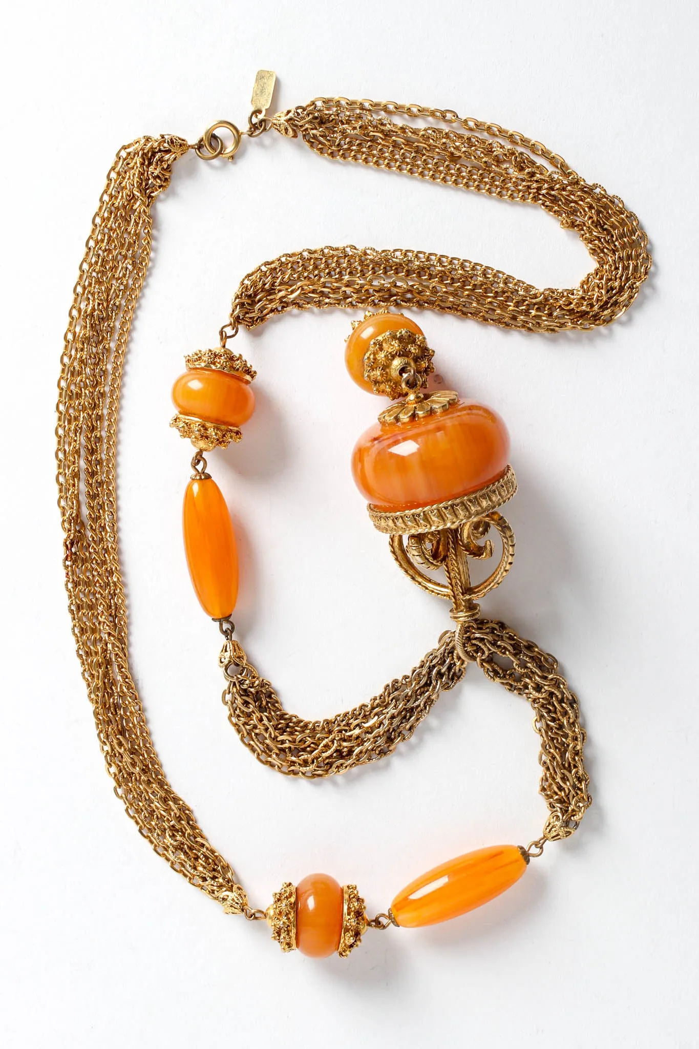 Amber Bead Pendant Necklace