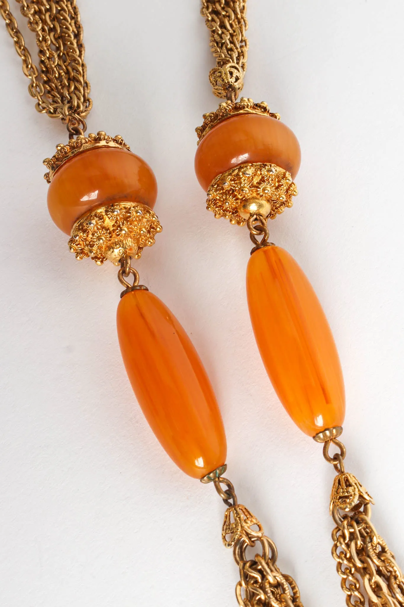 Amber Bead Pendant Necklace
