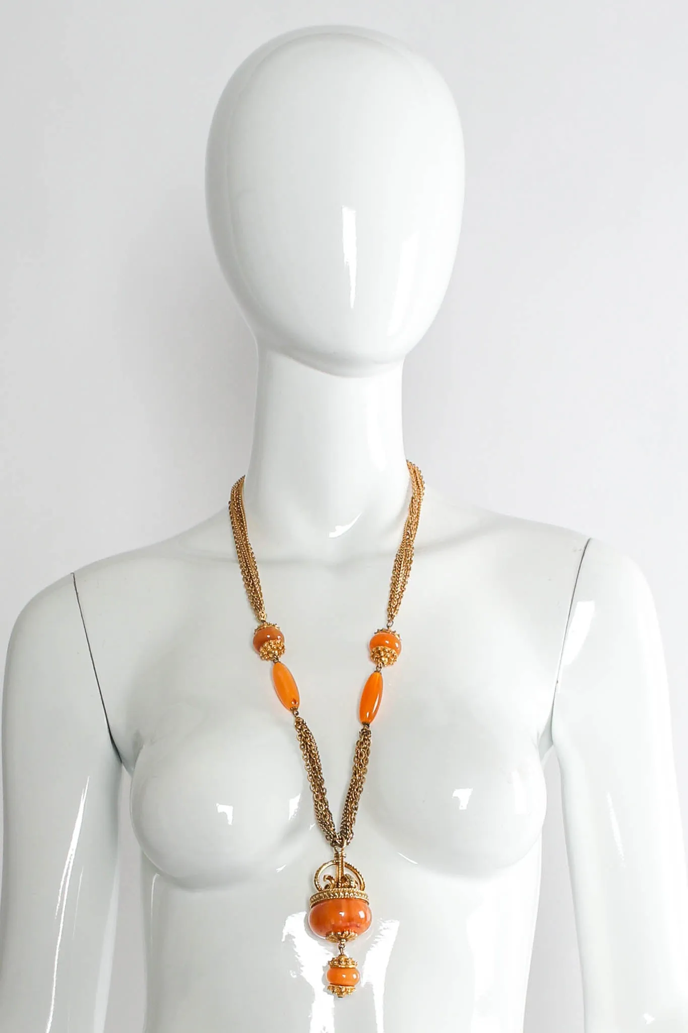 Amber Bead Pendant Necklace