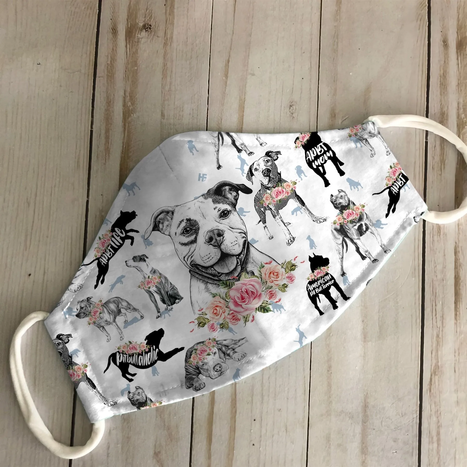 American Pit Bull Terrier Floral Vintage EZ07 1806 Face Mask