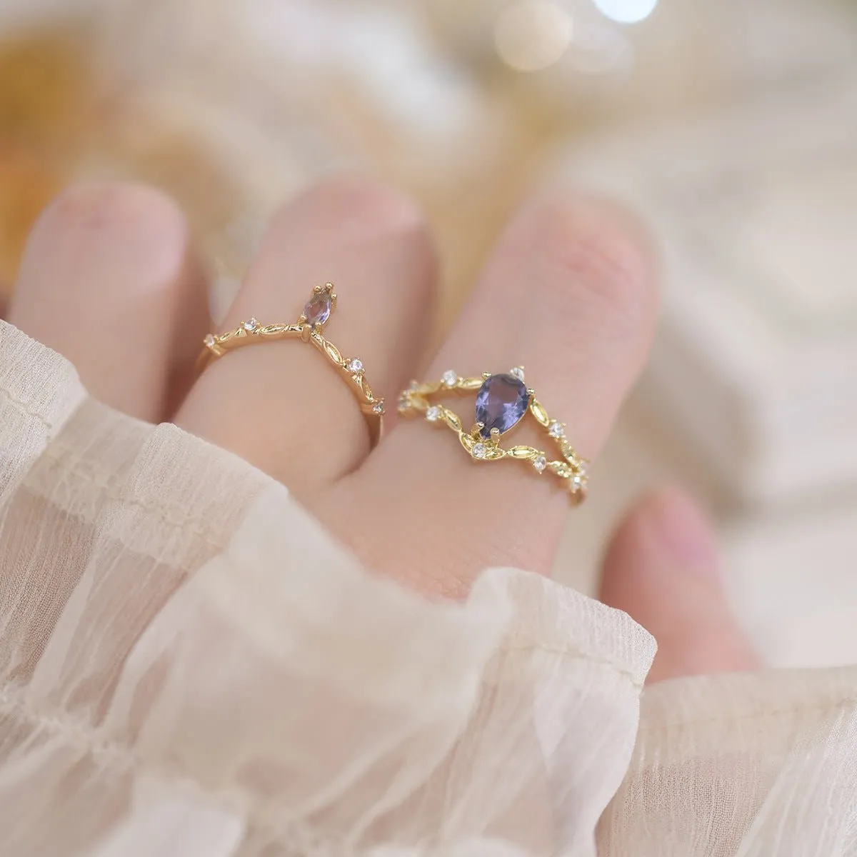 Amethyst Rococo Ring Set - Violet