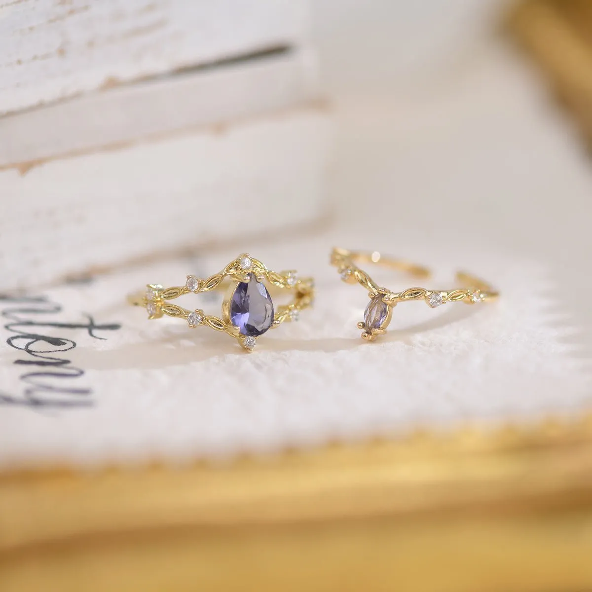 Amethyst Rococo Ring Set - Violet