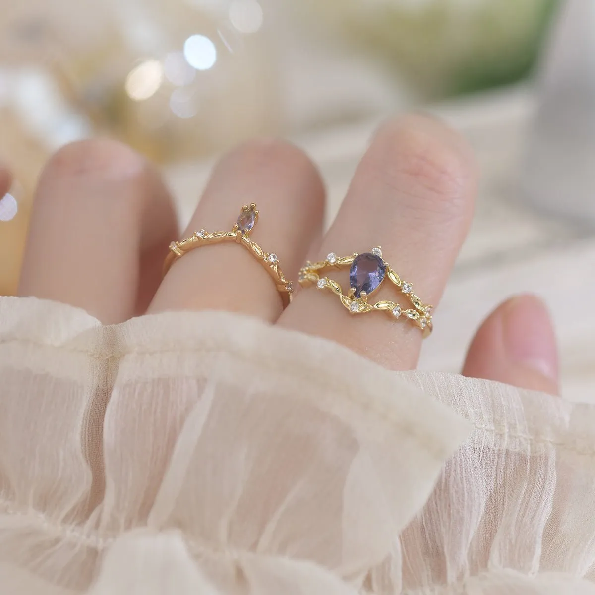 Amethyst Rococo Ring Set - Violet
