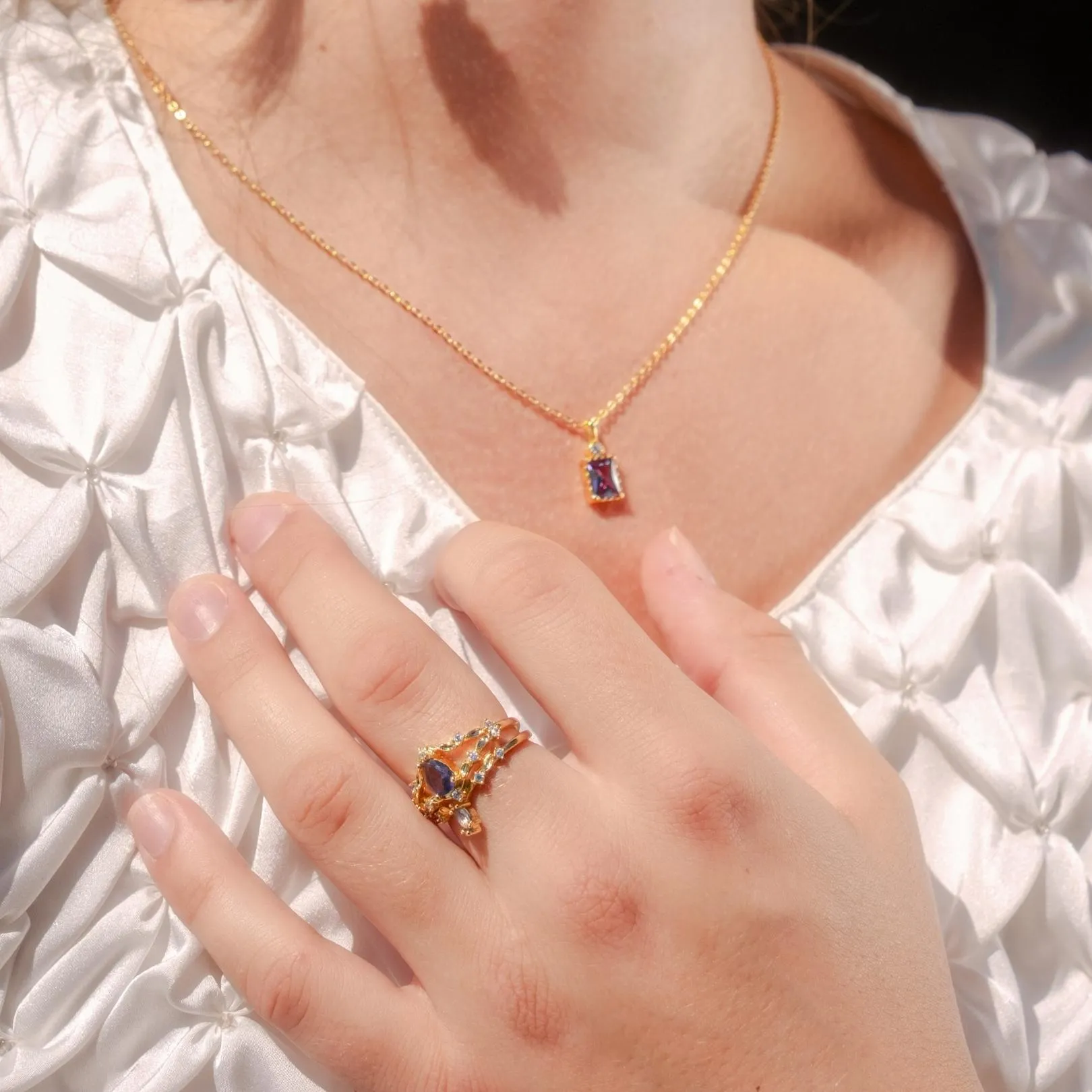 Amethyst Rococo Ring Set - Violet
