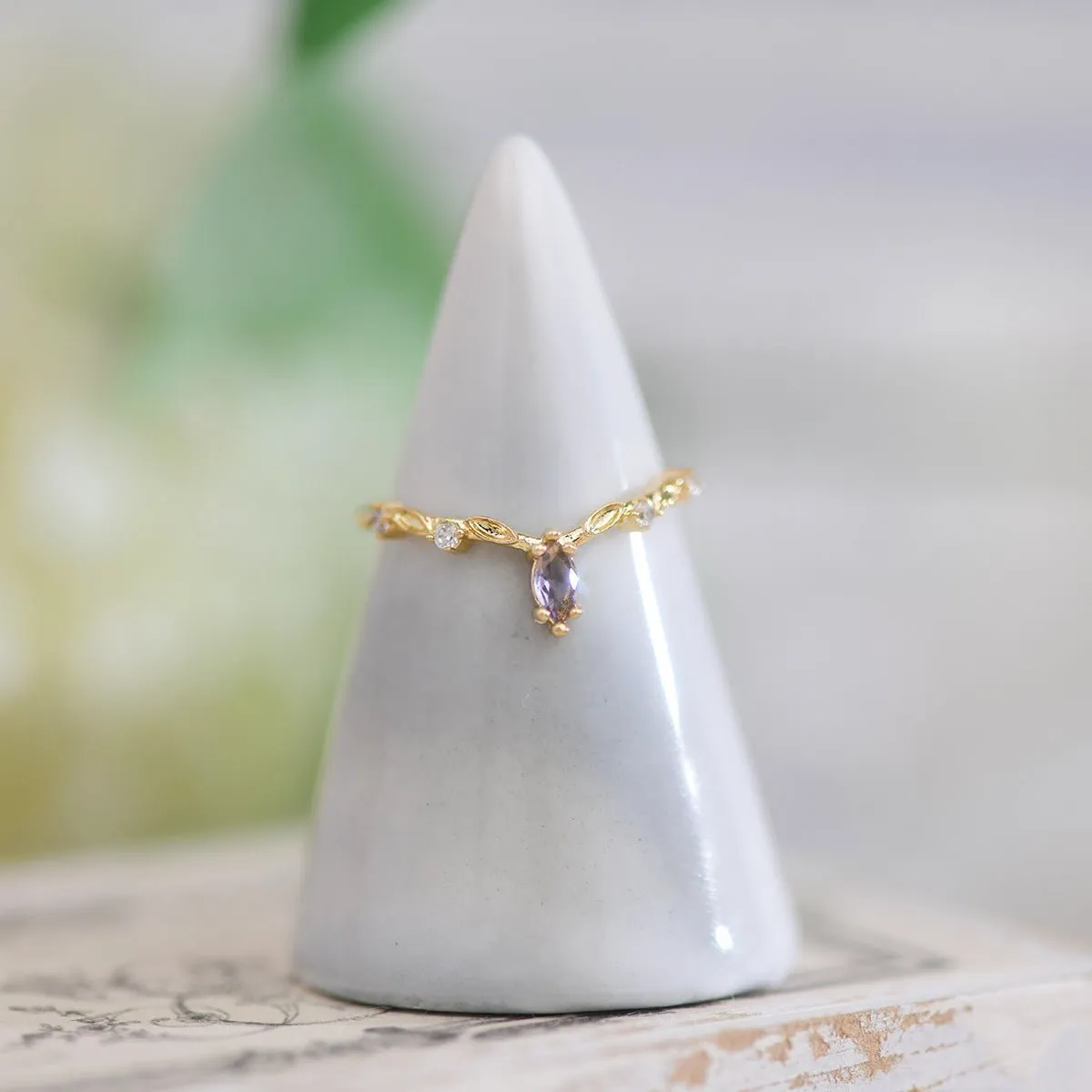 Amethyst Rococo Ring Set - Violet