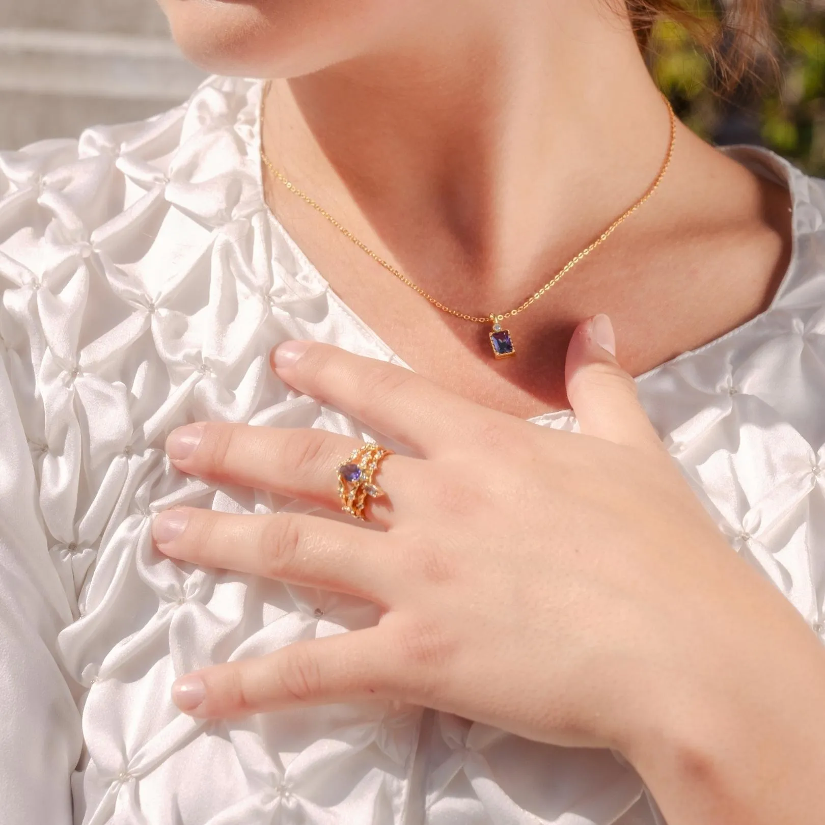 Amethyst Rococo Ring Set - Violet