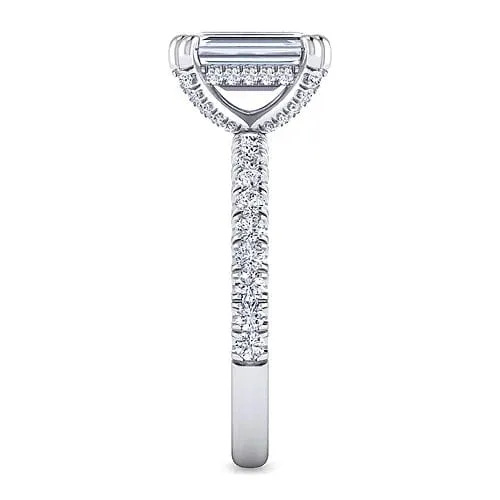 Amira - 14K White Gold Emerald Cut Diamond Engagement Ring