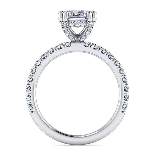 Amira - 14K White Gold Emerald Cut Diamond Engagement Ring