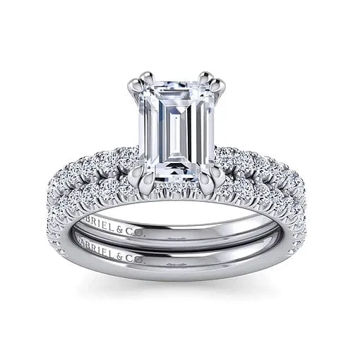 Amira - 14K White Gold Emerald Cut Diamond Engagement Ring