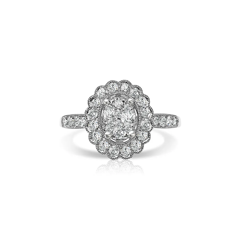 Antique-Style Diamond Cluster Ring