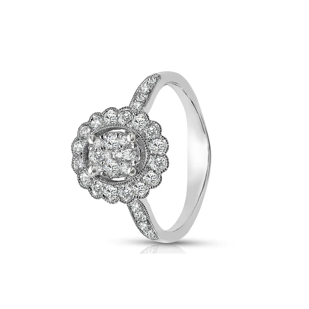 Antique-Style Diamond Cluster Ring