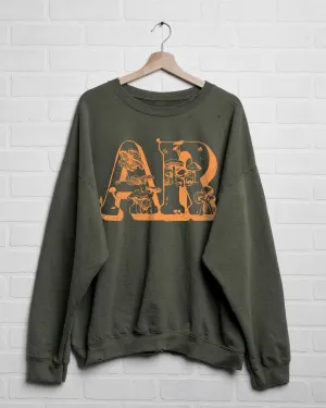 Arkansas Mushrooms Military Green Thrifted Sweatshirt (FINAL SALE)