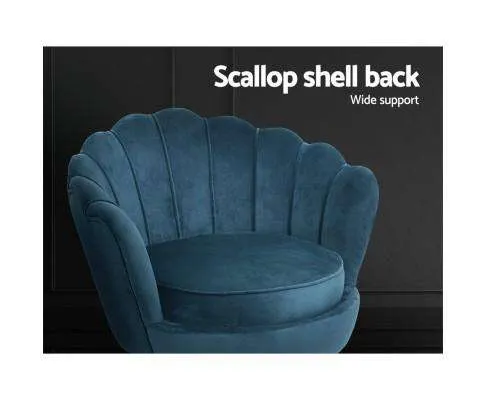 Armchair Lounge Chair Accent Retro Armchairs Lounge Shell Velvet Navy