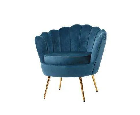 Armchair Lounge Chair Accent Retro Armchairs Lounge Shell Velvet Navy