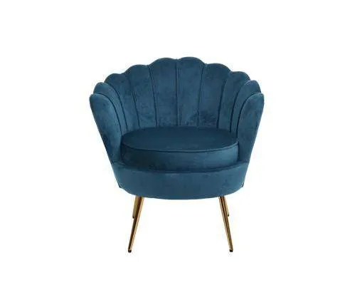 Armchair Lounge Chair Accent Retro Armchairs Lounge Shell Velvet Navy