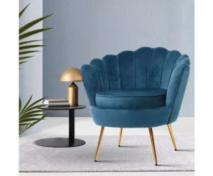 Armchair Lounge Chair Accent Retro Armchairs Lounge Shell Velvet Navy