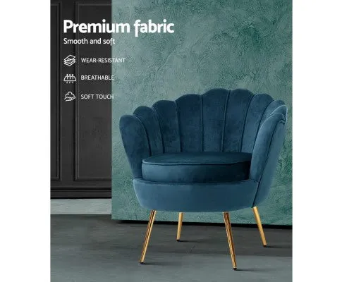 Armchair Lounge Chair Accent Retro Armchairs Lounge Shell Velvet Navy