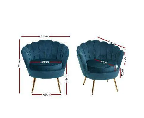 Armchair Lounge Chair Accent Retro Armchairs Lounge Shell Velvet Navy