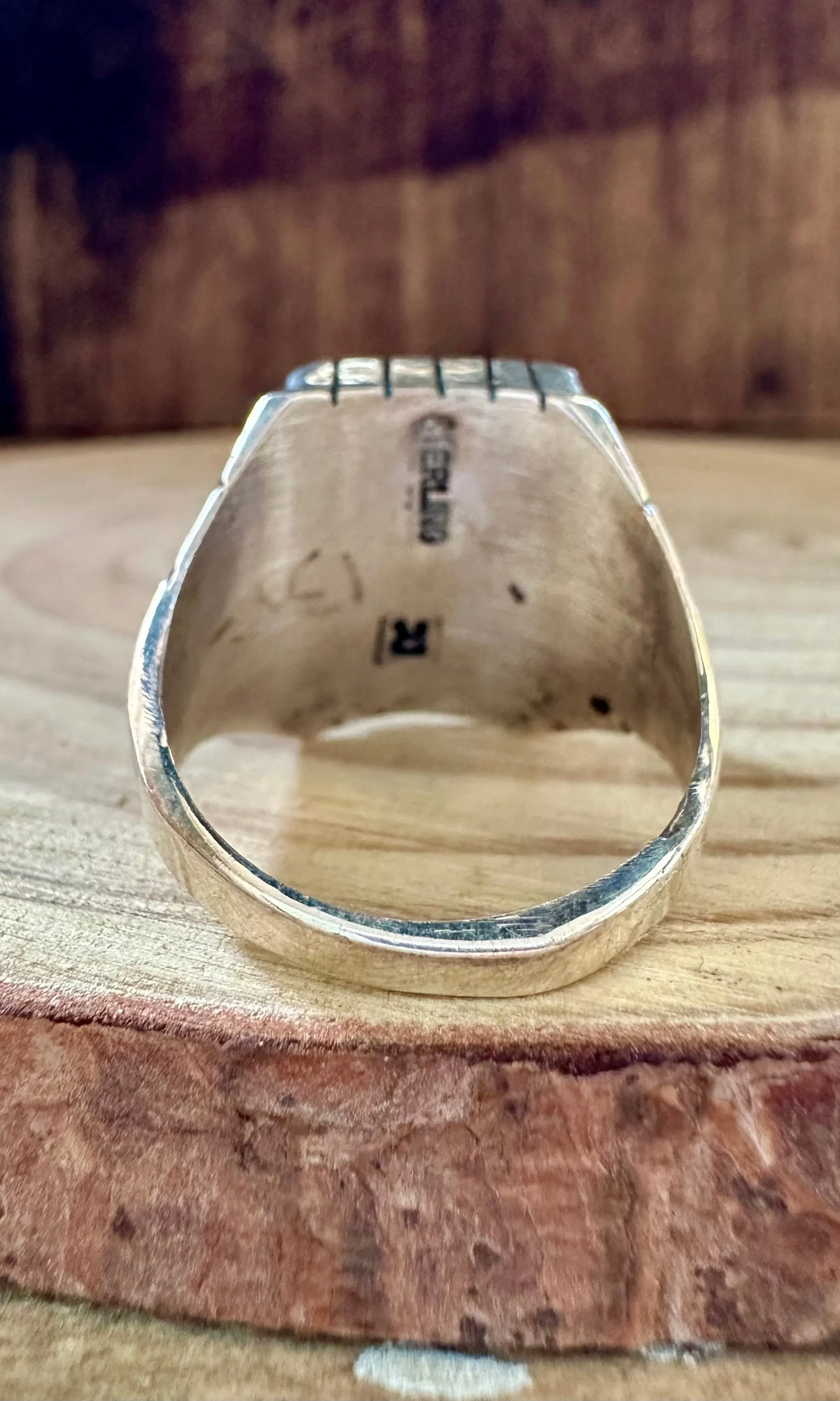 ARTIC Small Square Sterling Silver & Turquoise Ring • Size 10