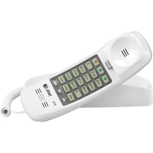 AT&T 210 Corded Trimline Phone with Speed Dial and Memory Buttons, White
