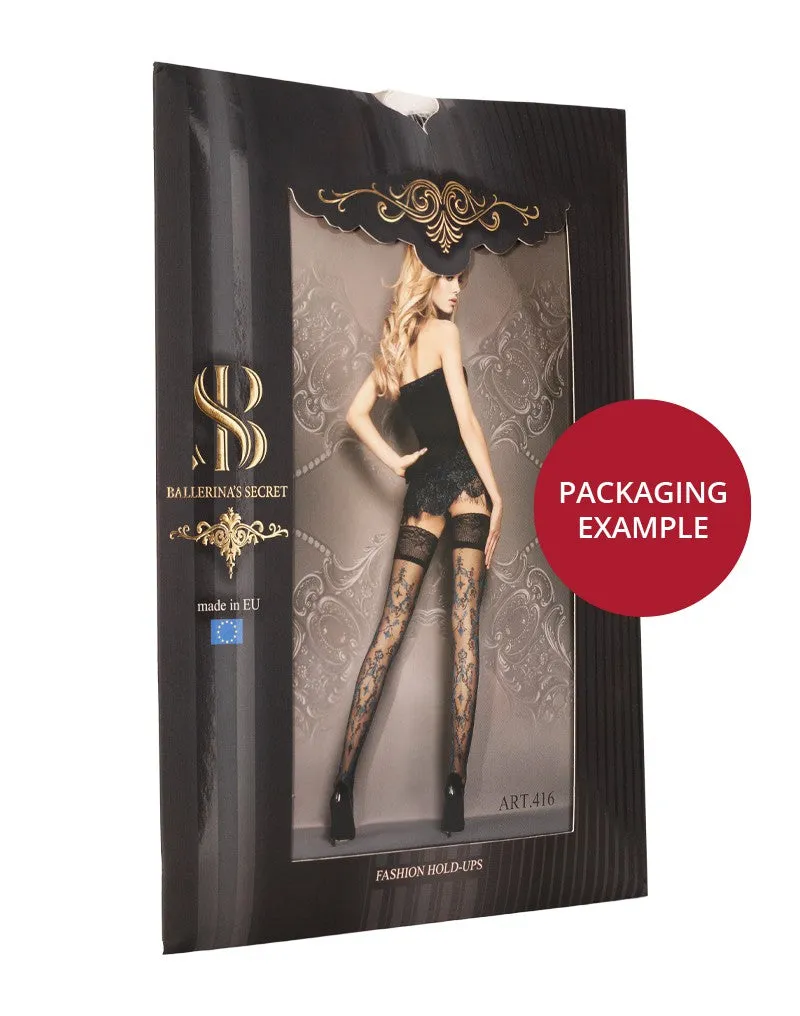 Ballerina - Fantasy Hold Ups Elegant Baroque - Kousen - 50/20 denier - Zwart