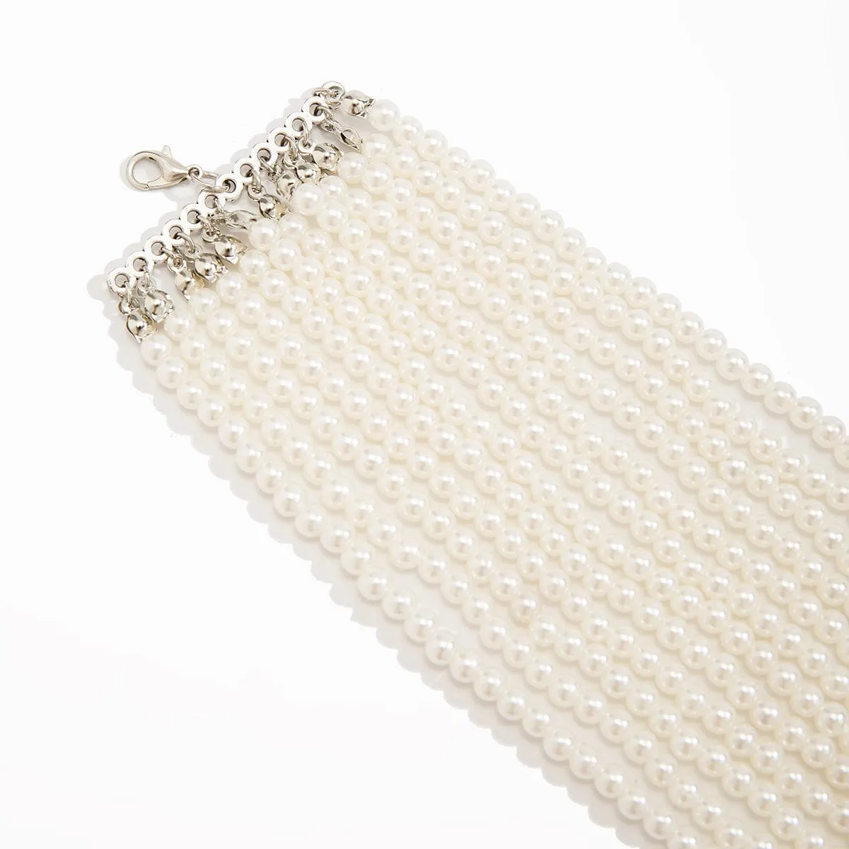 Baroque Multi-Layered Pearl Chain Choker Necklace