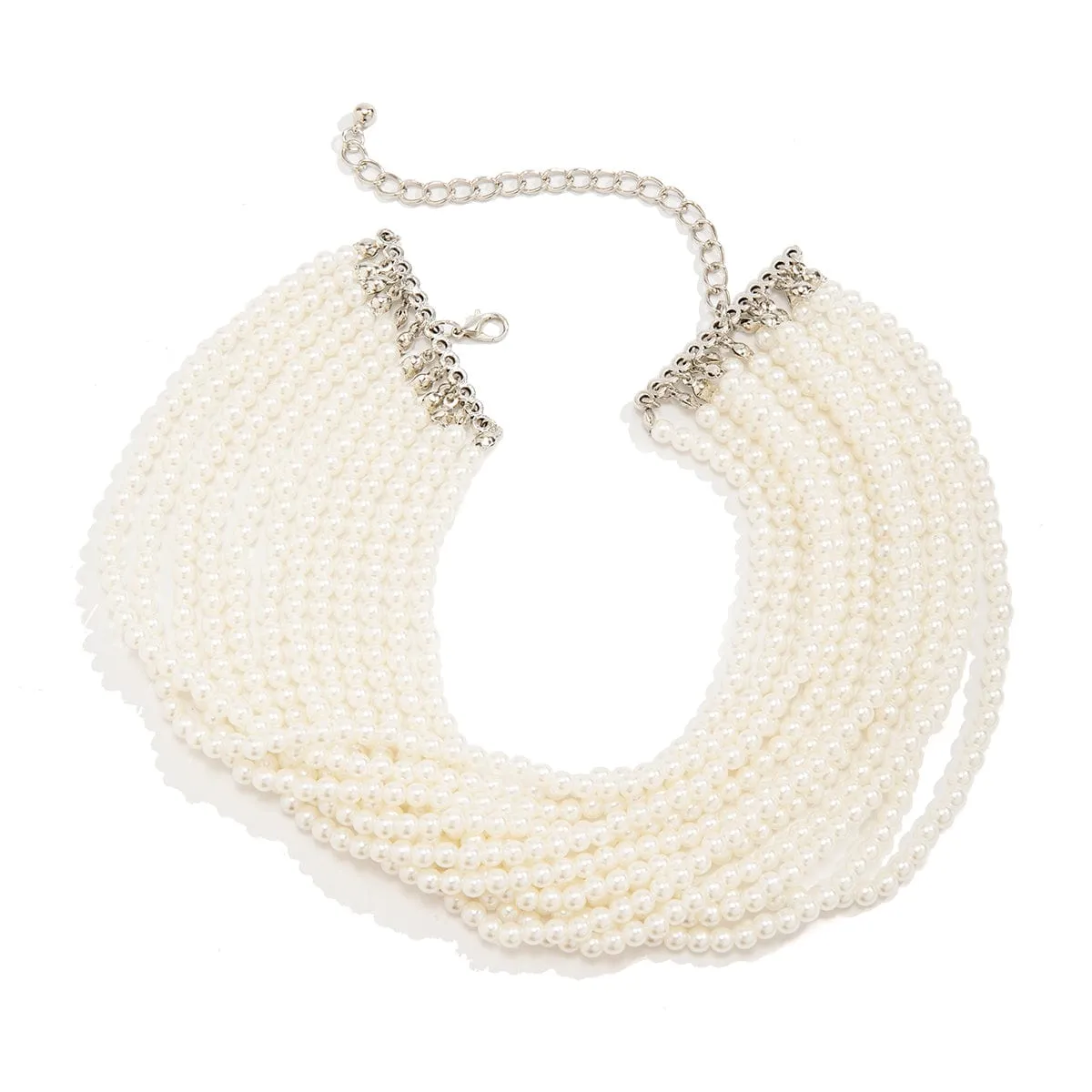 Baroque Multi-Layered Pearl Chain Choker Necklace