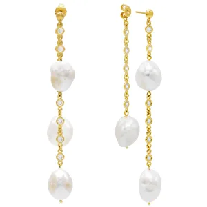 Baroque Pearl Double Drop Stud Earring