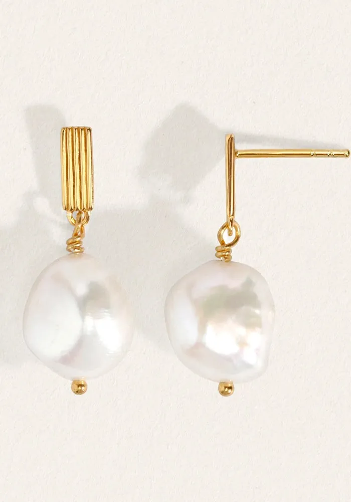 Baroque Pearl Earrings- Gold