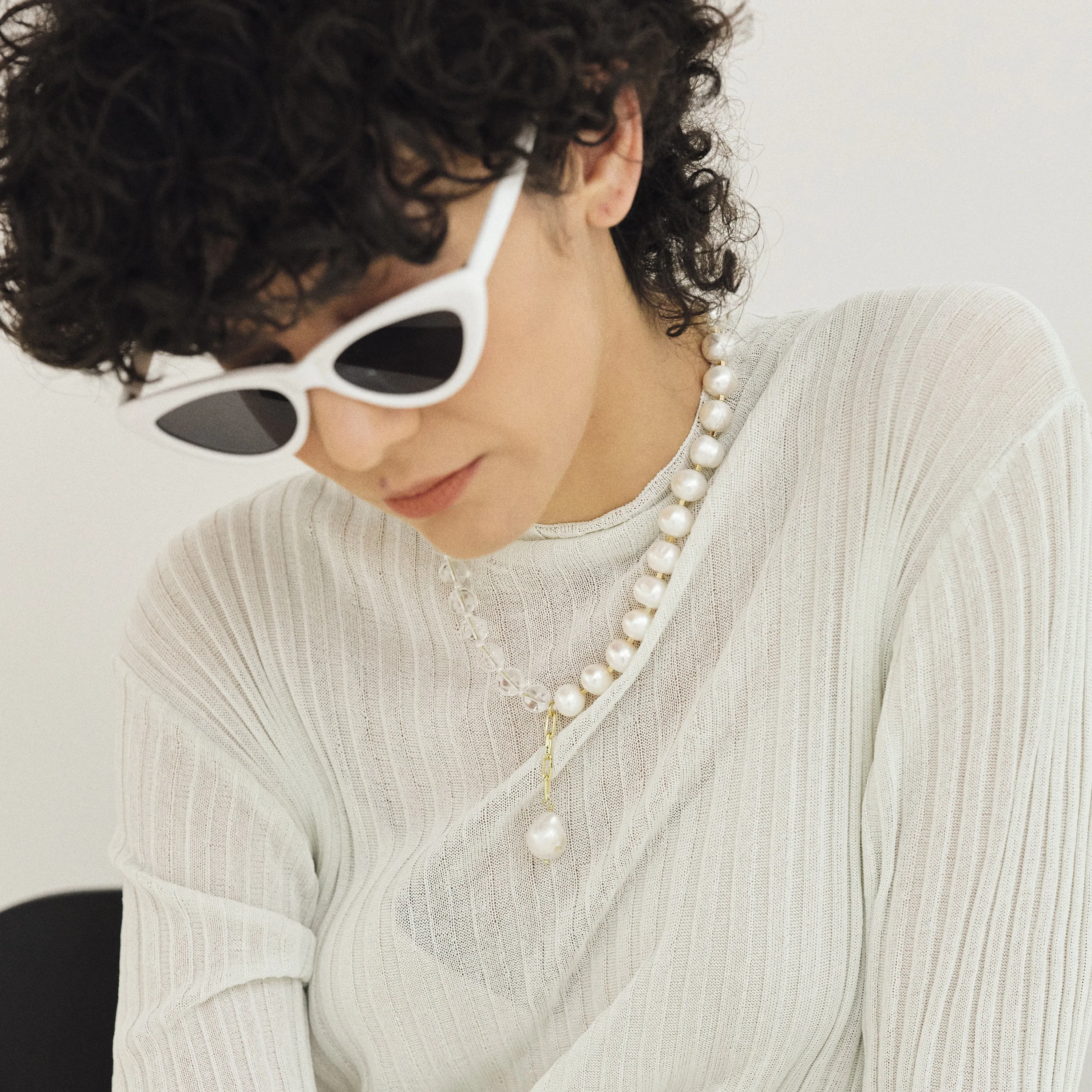 Baroque pearl Lariat Necklace