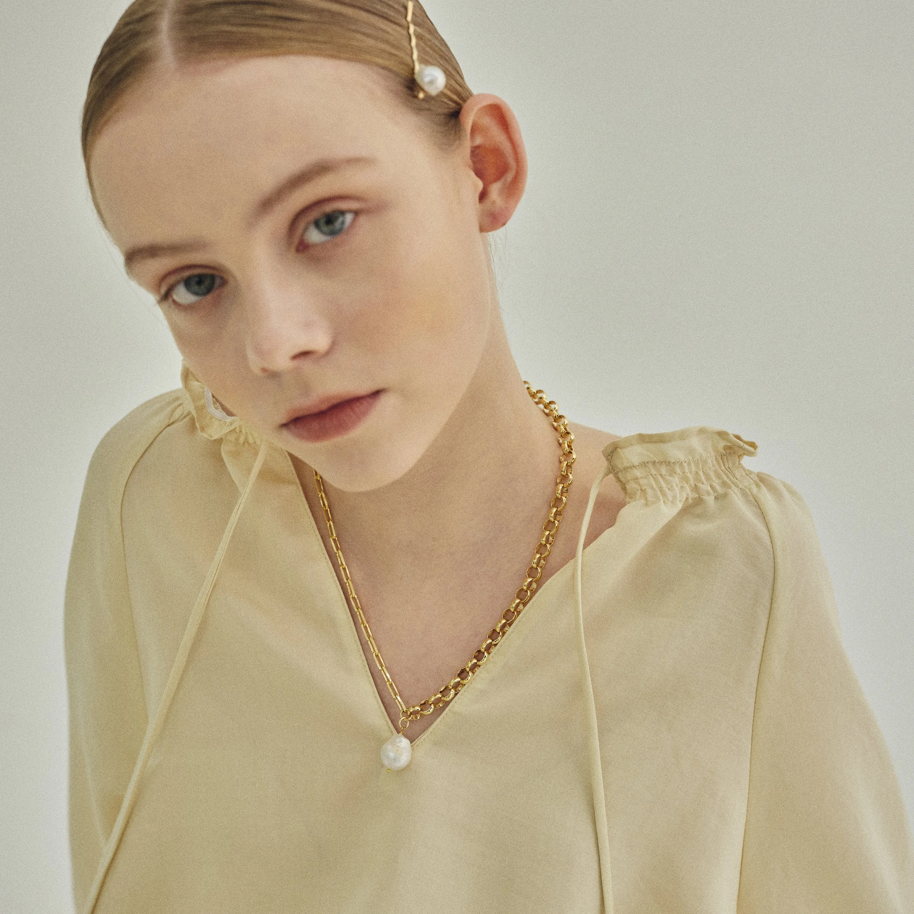 Baroque Pearl Pendant Chain Necklace