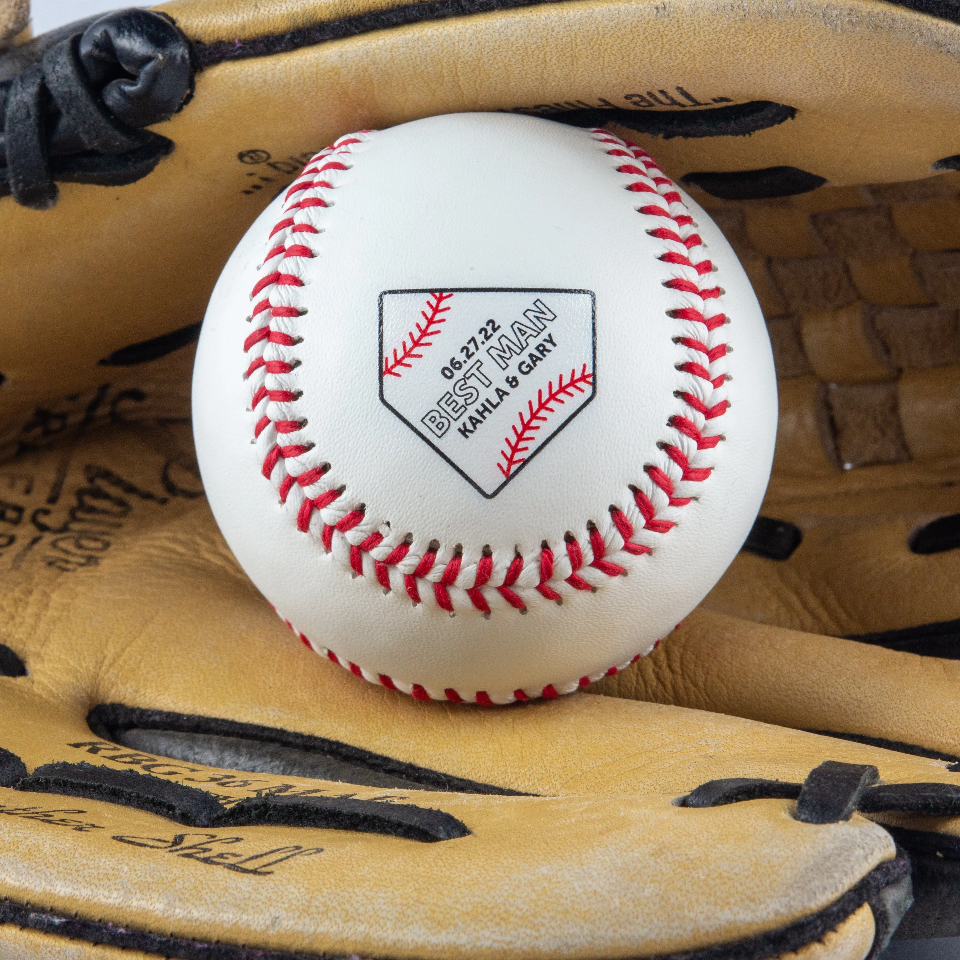 Baseball Homeplate Couple Names & Wedding Party Role, Printed Baseball
