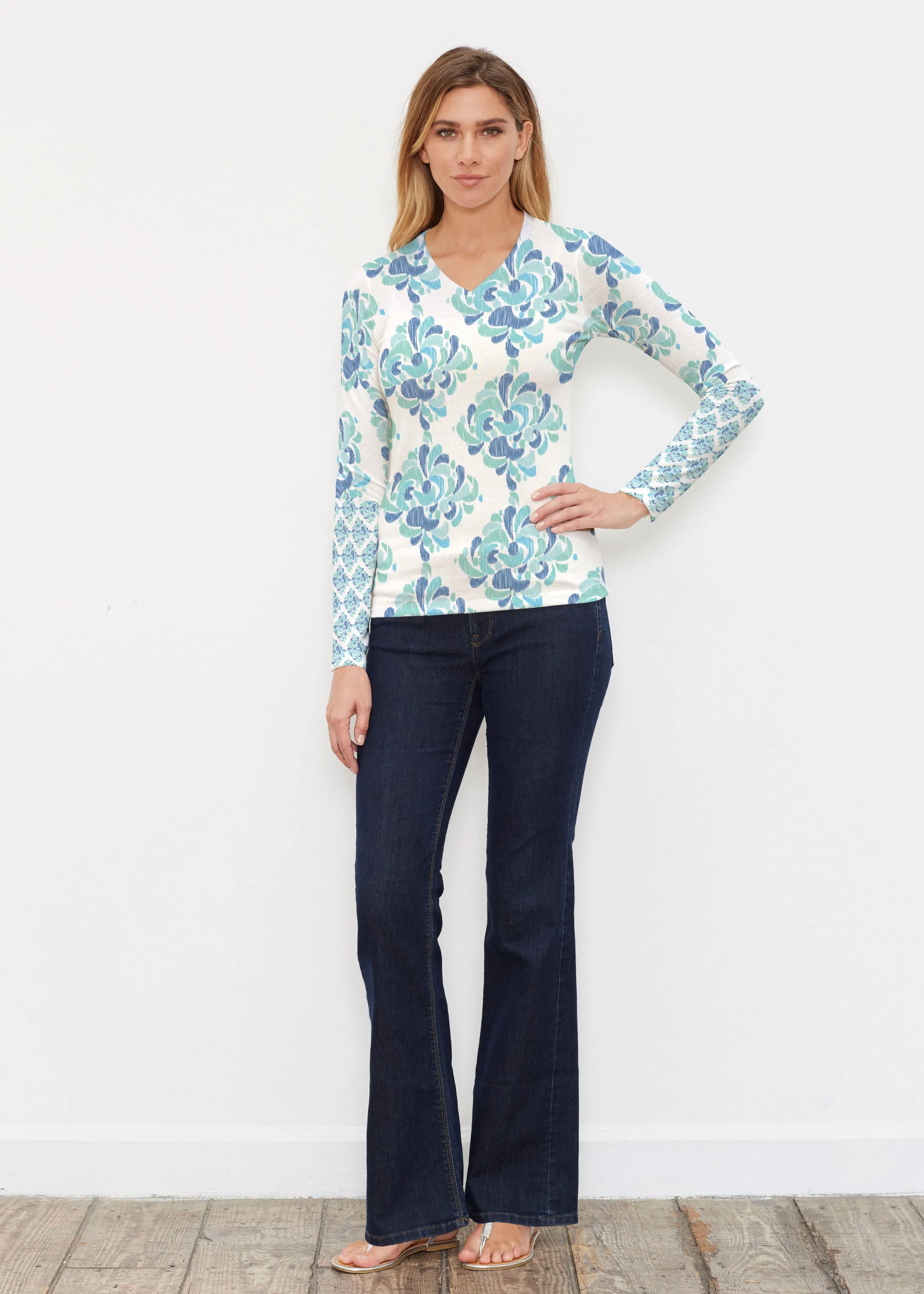 Be Jeweled (7811) ~ Butterknit Long Sleeve V-Neck Top