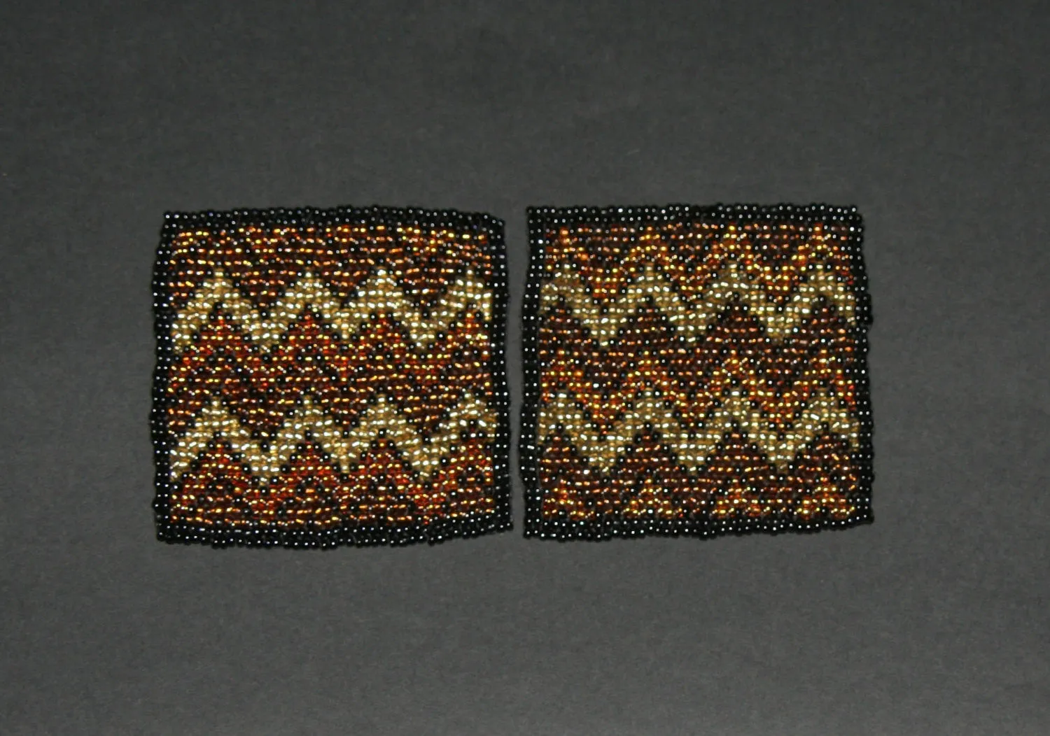 Beaded Coasters Handmade South Africa Set of 2 Zig Zag Tribal Pattern