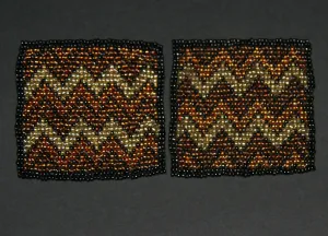 Beaded Coasters Handmade South Africa Set of 2 Zig Zag Tribal Pattern