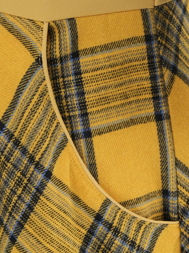 Big BowKnot Plaid 3/4 Sleeve 1950S Vintage Dress With Pockets Inspired by Clueless Cher Horowitz