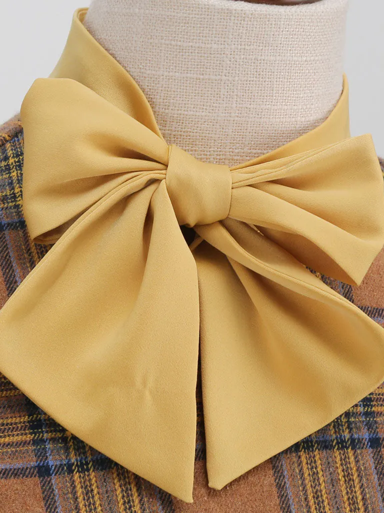 Big BowKnot Plaid 3/4 Sleeve 1950S Vintage Dress With Pockets Inspired by Clueless Cher Horowitz
