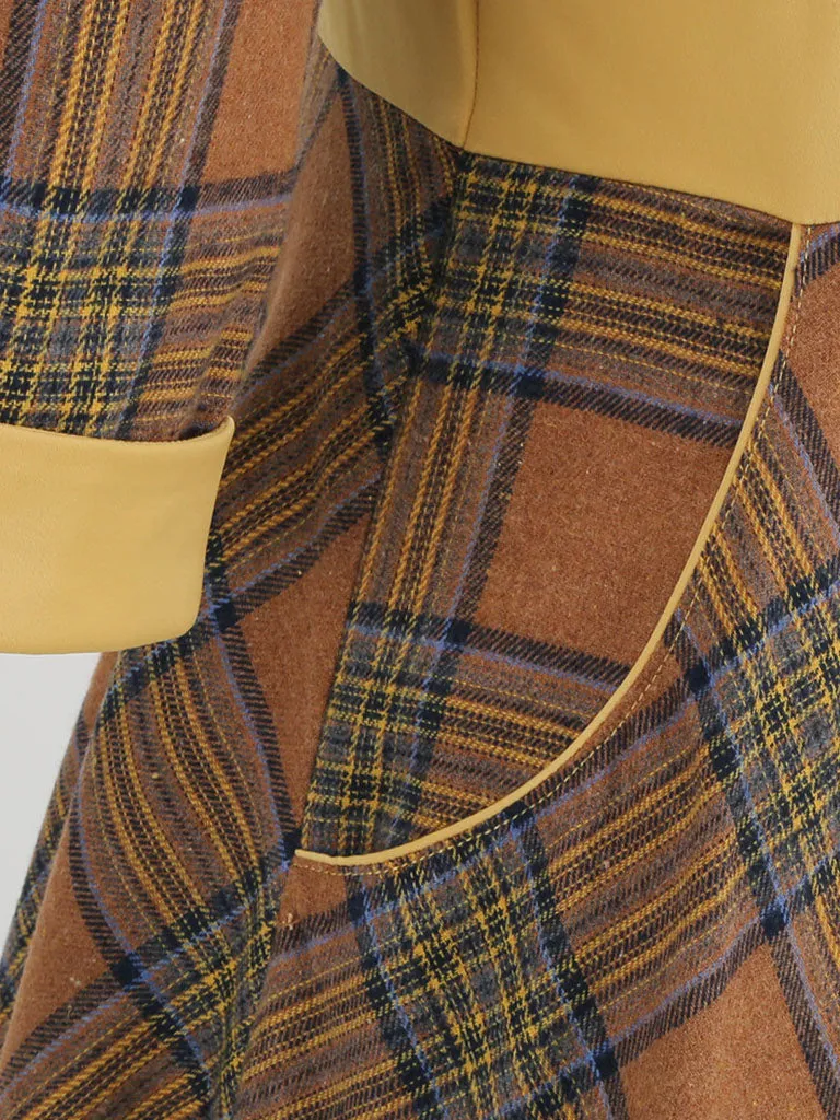 Big BowKnot Plaid 3/4 Sleeve 1950S Vintage Dress With Pockets Inspired by Clueless Cher Horowitz
